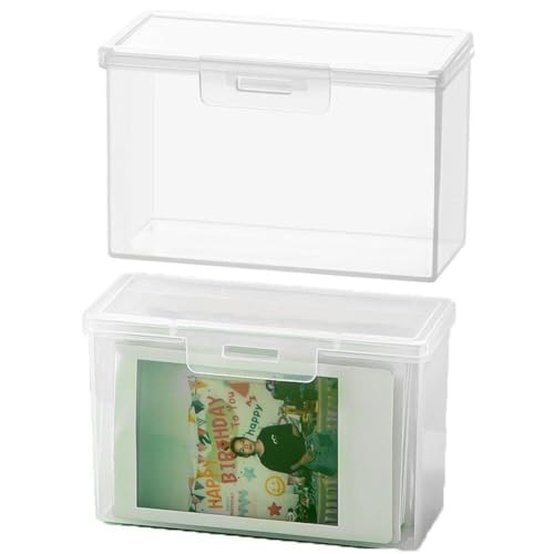 Bemvp Kpop Fotokartenhalter-Box, 2 Stück, Transparent, Mini-fotokarten-aufbewahrungsbox, Transparent, Kleine Fotokarten-sammlungs-Organizer-Box von Bemvp