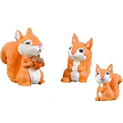 Bemvp Miniatur -eichhörnchen Figur 3pc Tierstatue -Dekoration Similation Harzhandwerk Für Mini Fairy Garden Home von Bemvp
