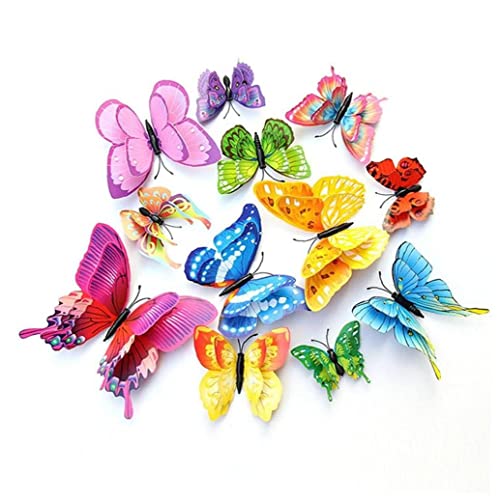 Bemvp Schmetterlinge Kühlschrankmagnete Aufkleber Multicolor Doppelschicht 3D Aufkleber Für Wohnkultur 12 Stücke von Bemvp