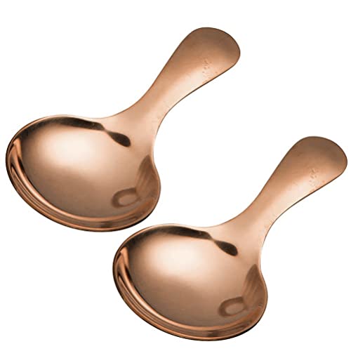 Netter Edelstahl -mini -löffel 2pcs/set Short Griff Tee Kaffee Schaufel Eiszucker Salz Spice Spoon Küchenwerkzeuge (rose) von Bemvp