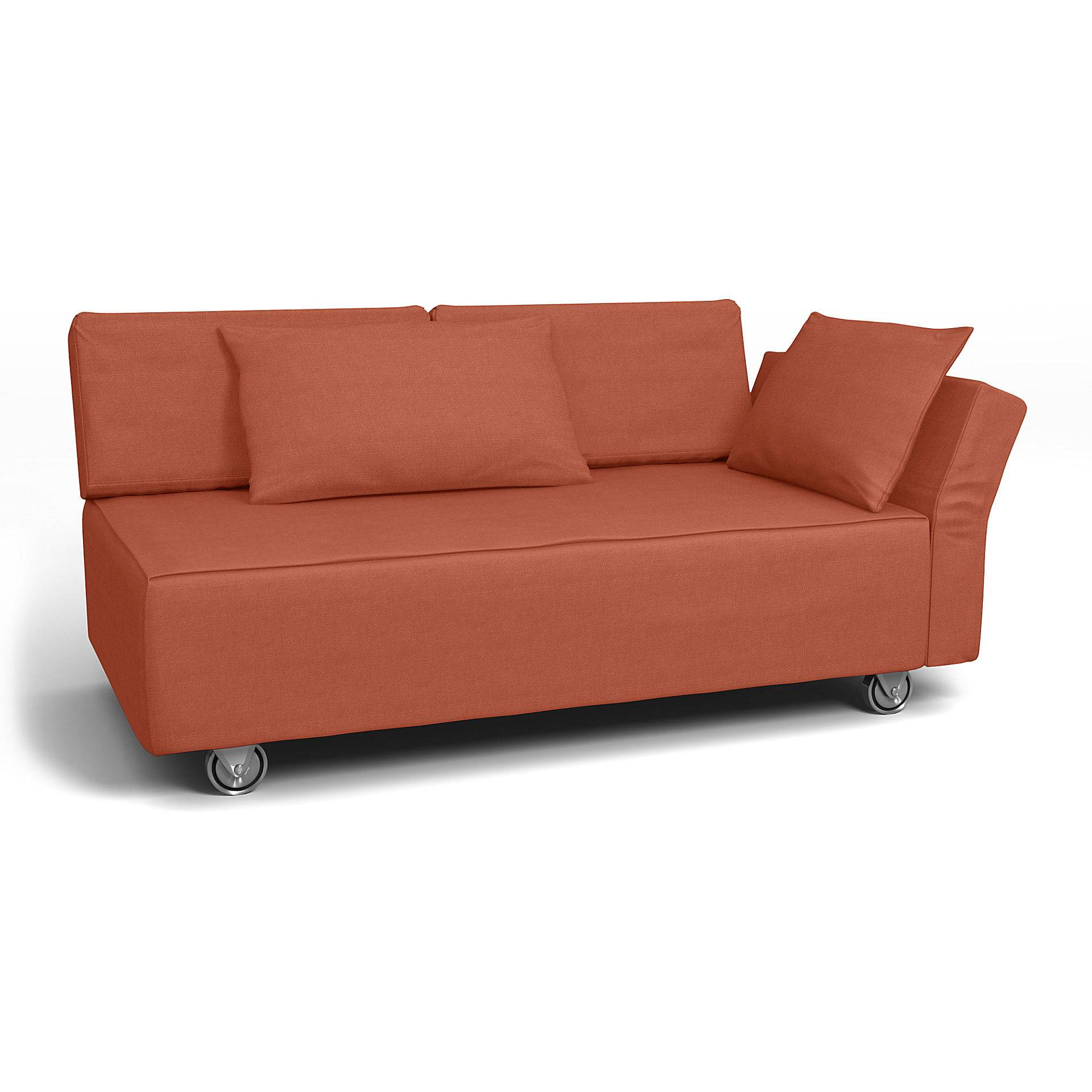 IKEA - Bezug für 2er-Sofa Falsterbo, Armlehne rechts, Burnt Orange, Leinen - Bemz von Bemz