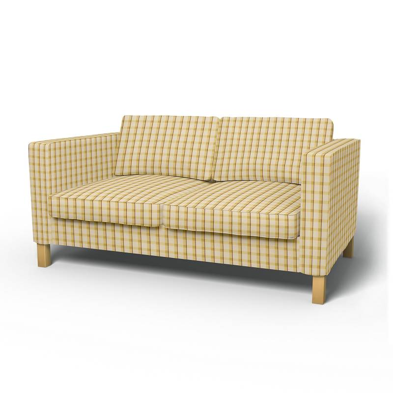 IKEA - Bezug für 2er-Sofa Karlanda, Picnic Check Sun Yellow, Leinen - Bemz von Bemz