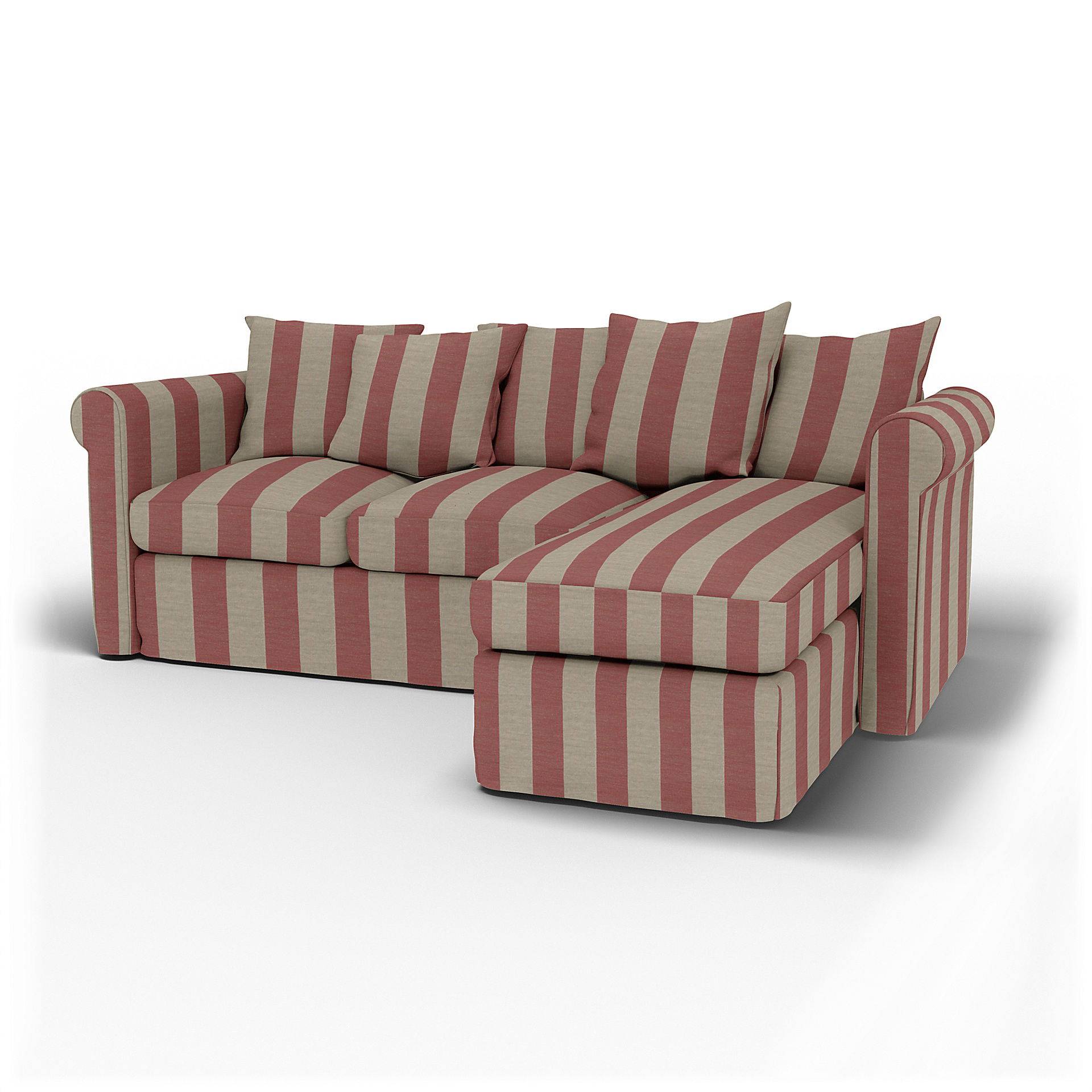 IKEA - Bezug für 3er-Sofa Grönlid mit Récamiere, Soft Red, Leinen - Bemz IKEA - Bezug für 3er-Sofa Grönlid mit Récamiere, Soft Red, Leinen - Bemz von Bemz