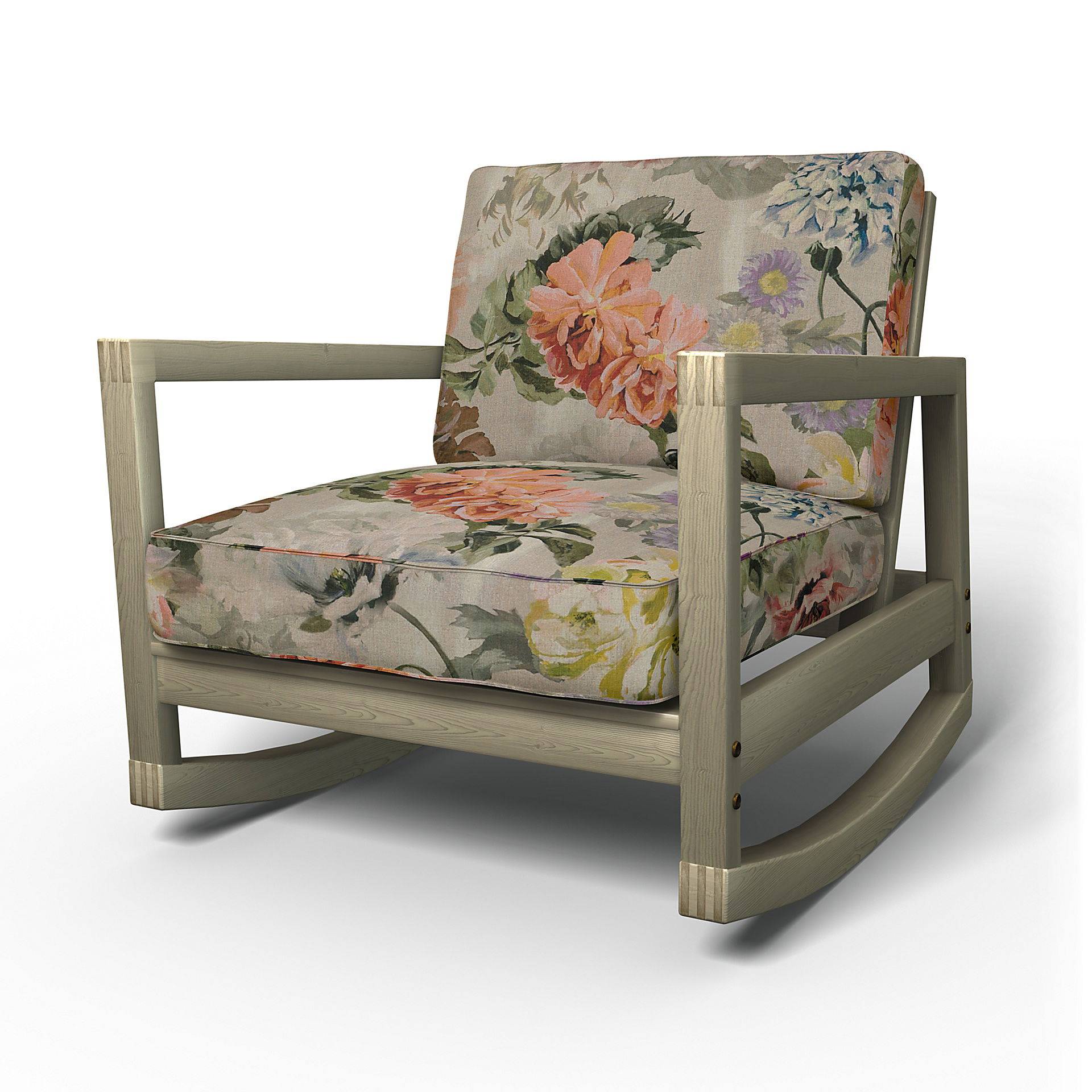 IKEA - Bezug für Schaukelstuhl Lillberg, Delft Flower - Tuberose, Leinen - Bemz von Bemz