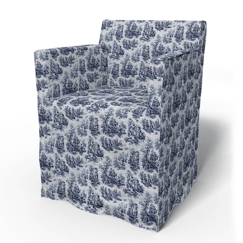 IKEA - Bezug für Stuhl Nils mit Armlehnen, Dark Blue, BOUCLÉ & TEXTURIERT - Bemz von Bemz