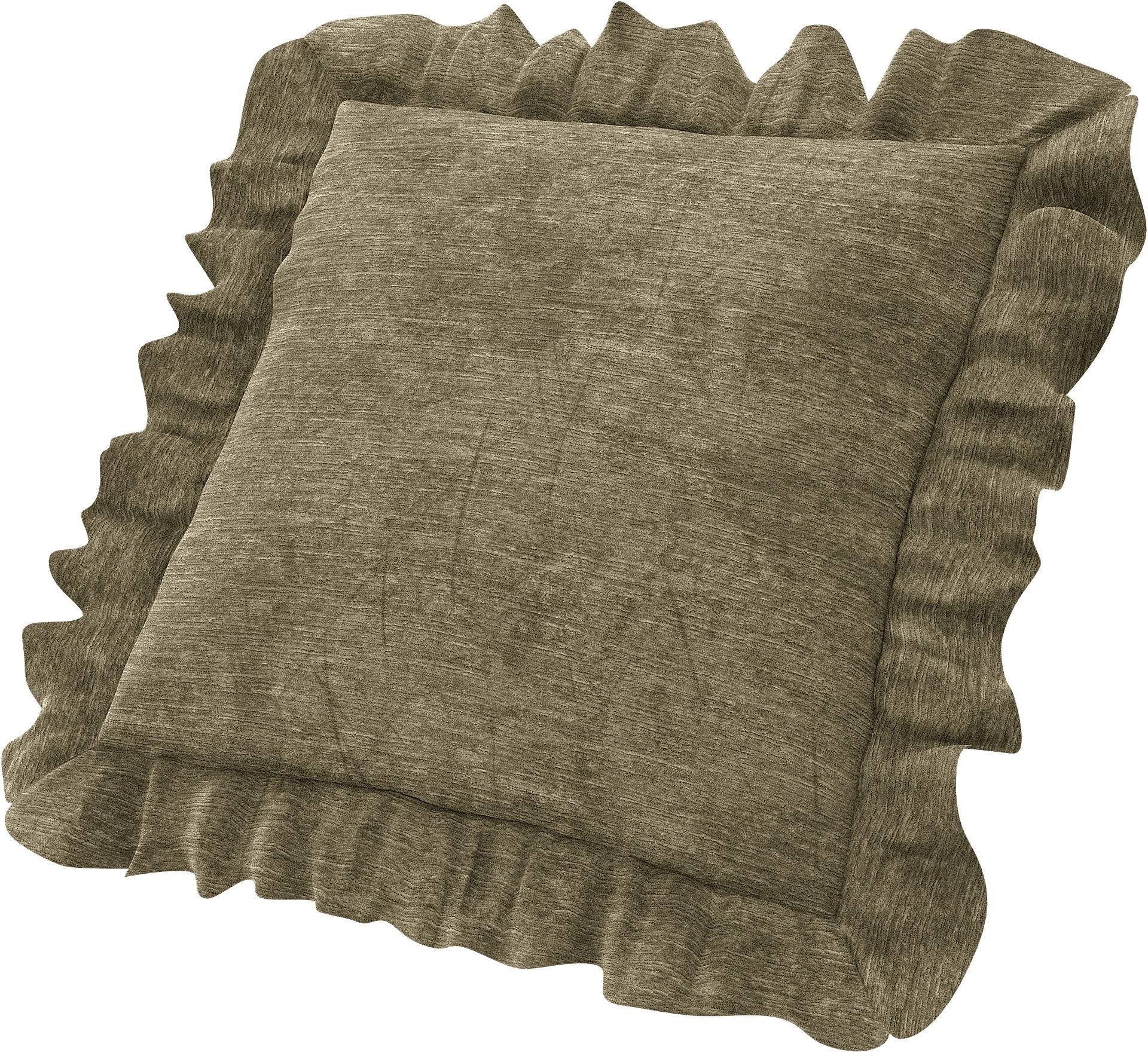 Kissenbezug mit Rüschen, Beige, Samt - Bemz Kissenbezug mit Rüschen, Beige, Samt - Bemz von Bemz