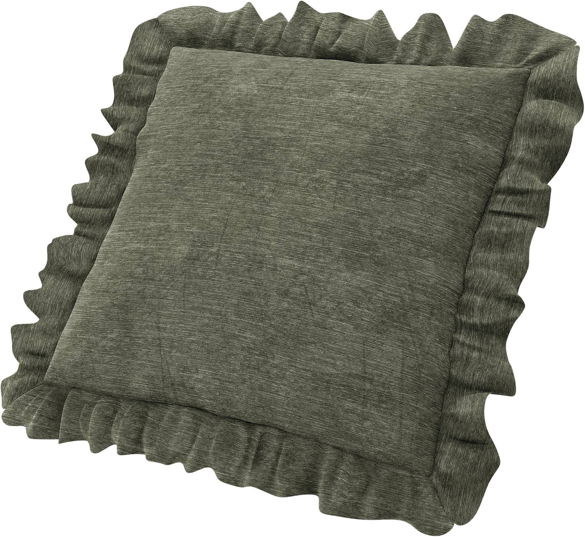 Kissenbezug mit Rüschen, Green Grey, Samt - Bemz Kissenbezug mit Rüschen, Green Grey, Samt - Bemz von Bemz
