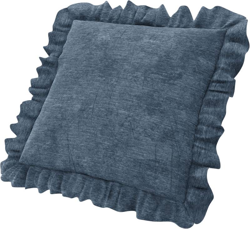 Kissenbezug mit Rüschen, Mineral Blue, Samt - Bemz von Bemz