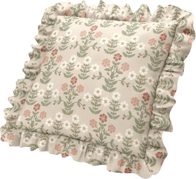 Kissenbezug mit Rüschen, Pink Sippor, BEMZ x BORÅSTAPETER COLLECTION - Bemz von Bemz
