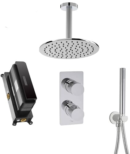 Ben Engraved Cross Slim Unterputz Regendusch-Set Deckenanschluss Ø25cm inkl. Stabhandbrause Chrom von Ben BADKAMERS & SANITAIR