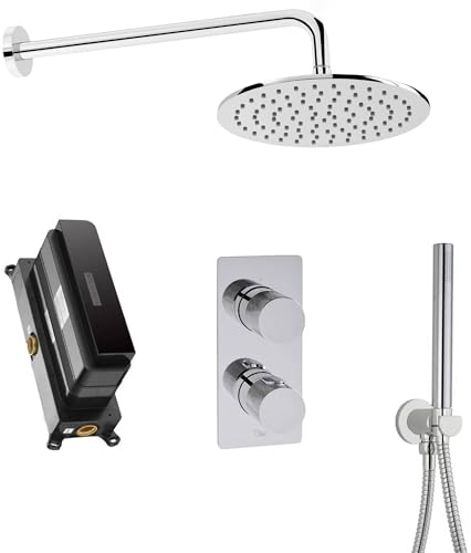 Ben Engraved Cross Slim Unterputz Regendusch-Set Ø25 cm inkl. Stabhandbrause Chrom von Ben BADKAMERS & SANITAIR