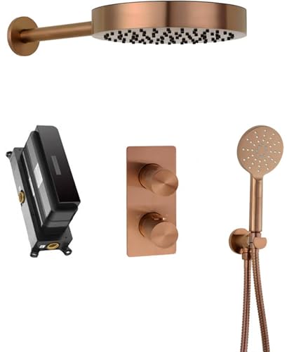 Ben Engraved Cross Unterputz Regenduschset mit 4 Strahlarten Ø25 cm Gebürstetes Kupfer PVD von Ben BADKAMERS & SANITAIR