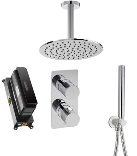 Ben Engraved Line Slim Unterputz Regendusch-Set Deckenanschluss Ø25cm inkl. Stabhandbrause Chrom von Ben BADKAMERS & SANITAIR