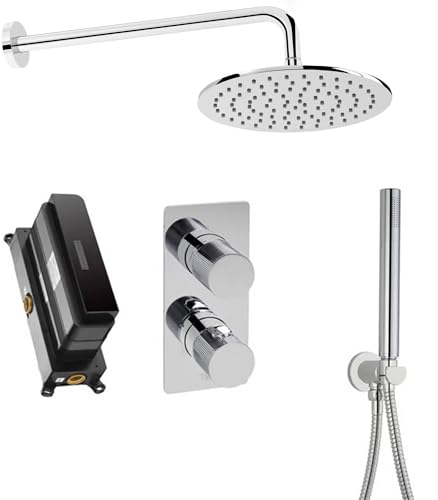 Ben Engraved Line Slim Unterputz Regendusch-Set Ø25 cm inkl. Stabhandbrause Chrom von Ben BADKAMERS & SANITAIR