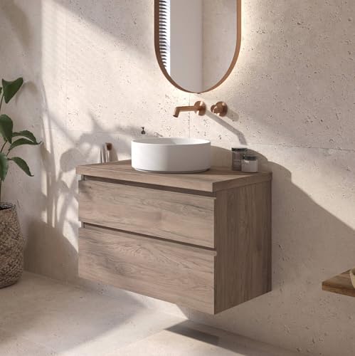 Ben Tendenza vormontiertes Badmöbel inkl. Mineralmarmor Aufsatzwaschbecken 81cm Congo Braun von Ben BADKAMERS & SANITAIR