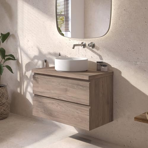 Ben Tendenza vormontiertes Badmöbel inkl. Mineralmarmor Aufsatzwaschbecken 81cm Congo Braun von Ben BADKAMERS & SANITAIR