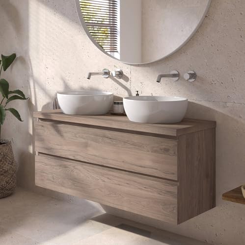 Ben Tendenza vormontiertes Badmöbel inkl. glänzend weißen Aufsatzwaschbecken 121 cm Congo Braun von Ben BADKAMERS & SANITAIR