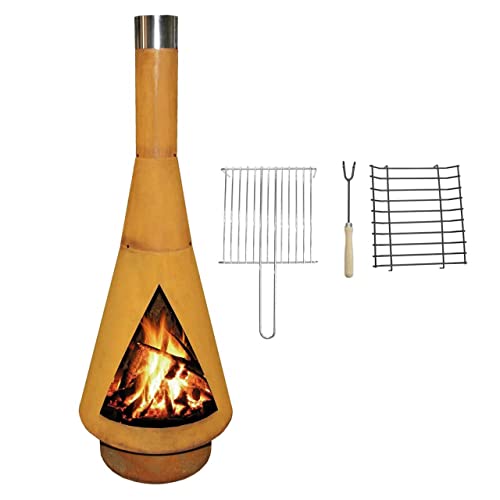 Ben&Camilla Gartenkamin BBQ Grill Denver in Edelrost Optik Cortenstahl 125 x Ø 44 cm | extra robust & rostfrei | Feuerschale Feuerkorb Terrassenofen Gartenofen Feuerstelle Feuersäule Feuerskulptur von Ben&Camilla