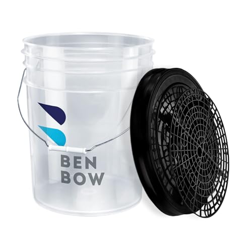 BENBOW Profi-Set: Wascheimer mit Deckel und Schmutzsieb - 20 Liter Transparent - Langlebig und vielseitig einsetzbar, perfekt für Autowäsche von BenBow