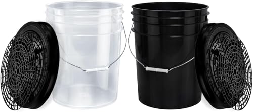 BenBow - Set aus 2 Eimern mit Deckeln und Sieben - lebensmittelecht stabil luftdicht auslaufsicher geruchsneutral - Aufbewahrungsbehälter aus Kunststoff - Metalgriff - Rissfester Griff - zur Hause von BenBow