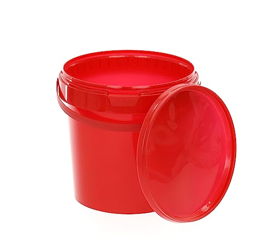 BenBow Eimer mit Deckel 1l rot 10x 1 Liter - lebensmittelecht, stabil, luftdicht, auslaufsicher, geruchsneutral - Aufbewahrungsbehälter aus Kunststoff, mit Henkel - leer von BenBow
