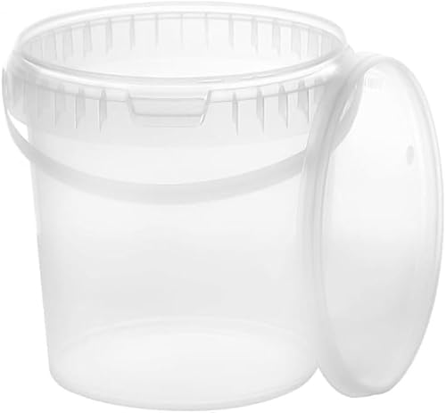 BenBow Eimer mit Deckel 1l transparent 1000x 1 Liter - lebensmittelecht, stabil, luftdicht - Plastikeimer mit Henkel - leer von BenBow