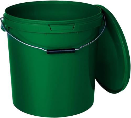 BenBow Eimer mit Deckel 30l grün 1x 30 Liter - lebensmittelecht stabil luftdicht auslaufsicher geruchsneutral - Aufbewahrungsbehälter aus Kunststoff, Metalgriff - Rissfester Griff - leer von BenBow