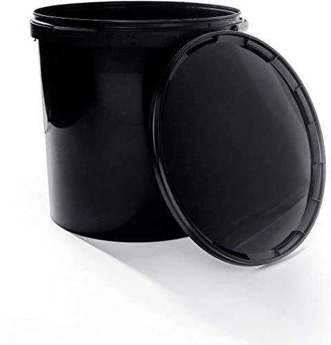 BenBow Eimer mit Deckel 30l schwarz 100x 30 Liter - lebensmittelecht, stabil, luftdicht, auslaufsicher, geruchsneutral - Aufbewahrungsbehälter aus Kunststoff, mit Griffen - leer von Benbow