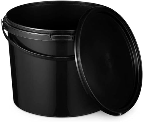 BenBow Eimer mit Deckel 3l schwarz 100x 3 Liter - lebensmittelecht, stabil, luftdicht, auslaufsicher, geruchsneutral - Aufbewahrungsbehälter aus Kunststoff, mit Henkel - leer von BenBow