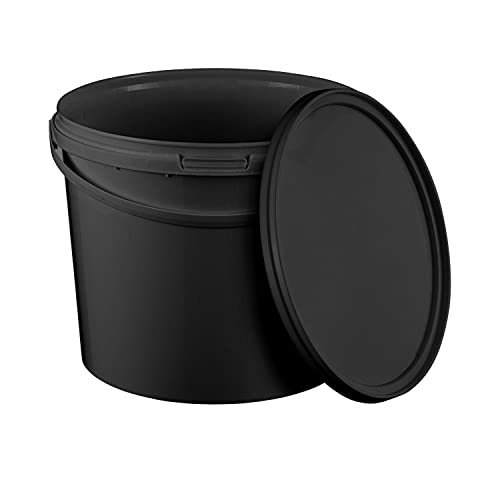 BenBow Eimer mit Deckel 5l schwarz 1x 5 Liter - lebensmittelecht, stabil, luftdicht, auslaufsicher, geruchsneutral - Aufbewahrungsbehälter aus Kunststoff, mit Henkel - leer von BenBow
