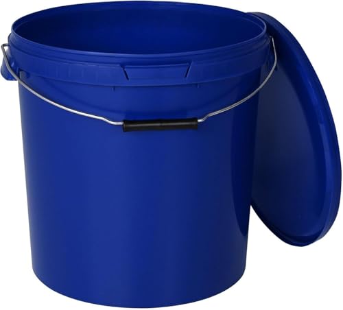 BenBow - Eimer mit Deckel blau 10x 20 Liter - lebensmittelecht stabil luftdicht auslaufsicher geruchsneutral - Aufbewahrungsbehälter aus Kunststoff - Metalgriff - Rissfester Griff, leer - zur Hause von BenBow