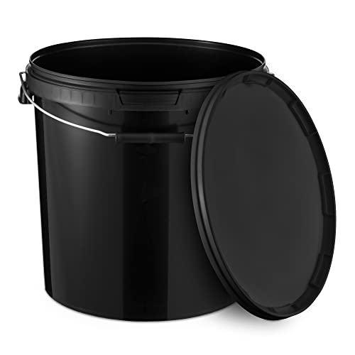 BenBow - Eimer mit Deckel schwarz 4X 20 Liter - lebensmittelecht stabil luftdicht auslaufsicher geruchsneutral - Aufbewahrungsbehälter aus Kunststoff - Metalgriff Rissfester Griff, leer - zur Hause von BenBow