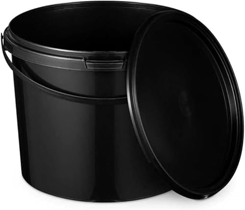 BenBow Eimer mit Deckel 3l schwarz 5X 3 Liter - lebensmittelecht, stabil, luftdicht, auslaufsicher, geruchsneutral - Aufbewahrungsbehälter aus Kunststoff, mit Henkel - leer von BenBow