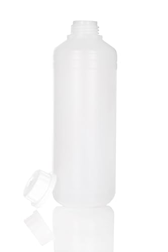 BenBow - HDPE Kunststoffflasche 10x 1000 ml mit Schraubverschluss und Skala für sichere Aufbewahrung von Flüssigkeiten und Chemikalien - ideal für Haushalt - Labor und Industrie Farben - Öl & Kleber von BenBow