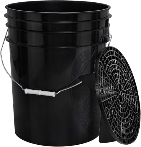 BenBow - Wascheimer 20 Liter mit Schmutzsieb - schwarz - lebensmittelecht stabil luftdicht auslaufsicher geruchsneutral - Aufbewahrungsbehälter aus Kunststoff - Metalgriff - Rissfester Griff, leer von BenBow