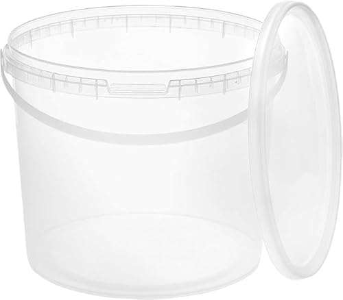 BenBow Eimer mit Deckel 5l transparent 20x 5 Liter - lebensmittelecht, stabil, luftdicht - Plastikeimer mit Henkel - leer von BenBow