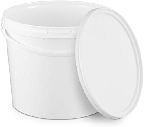 BenBow Eimer mit Deckel 5l weiß 20x 5l - lebensmittelecht, stabil, luftdicht, auslaufsicher, geruchsneutral - Plastikeimer mit Henkel - leer von BenBow