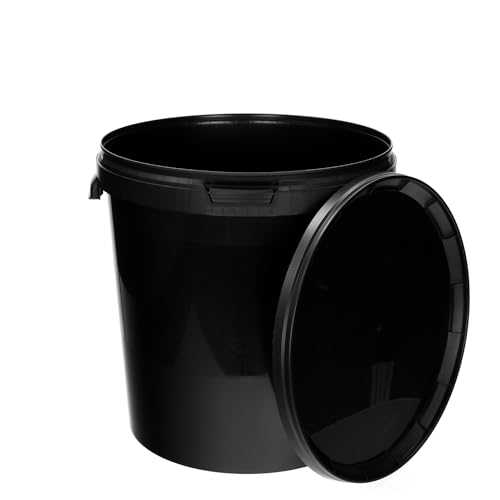 BenBow Eimer mit Deckel 30l schwarz 5X 30 Liter - lebensmittelecht, stabil, luftdicht, auslaufsicher, geruchsneutral - Aufbewahrungsbehälter aus Kunststoff, mit Griffen - leer von Benbow