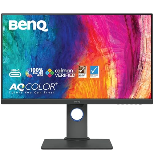 BenQ PD2705Q Grafiker Monitor (AQCOLOR Technologie, 27 Zoll, QHD, IPS, USB-C-Laden, DP / HDMI, KVM, Hardware kalibriert, Höhenverstellbar), MacBook kompatibel, schwarz von BenQ