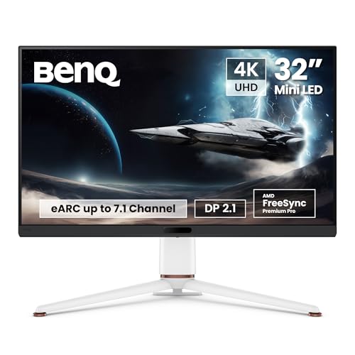 BenQ MOBIUZ EX321UX Gaming Monitor Weiß 32" 4K Mini LED, 1152 Zonen, HDR1000, 144Hz, 1ms, HDMI 2.1, DP 2.1, USB-C, Freesync Premium Pro, 99% P3 & Adobe RGB, Pixsoul Engine, Fernbedienung, eARC, KVM von BenQ