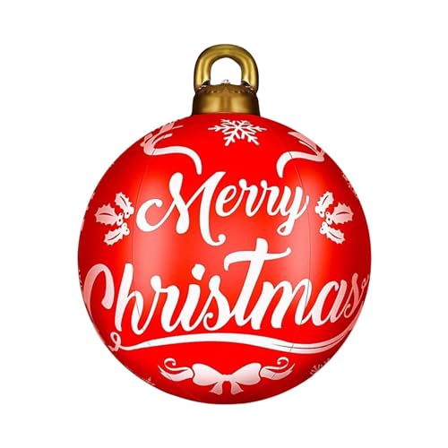 Benares 60cm Aufblasbare Weihnachtskugeln - Riesen-Weihnachtsball | Aufblasbare PVC-Weihnachtsbaum-Dekoration | Rot | Wiederverwendbar von Benares