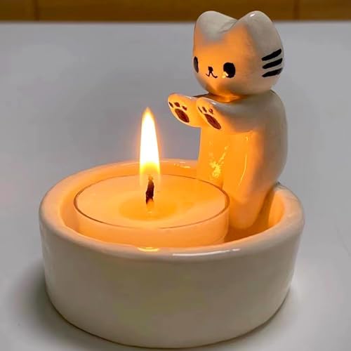 Benares Katzen Kerzenhalter - Cartoon-Kätzchen-Kerzenhalter | Warming Paws Katzen Teelichthalter Ornamente | Kätzchen Teelicht Kerzenhalter Deko Katzengeschenke Für Katzenliebhaber von Benares