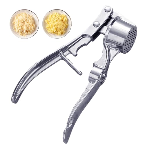Benares Knoblauchpresse Edelstahl | Knoblauch Presse Knoblauchschneider | Manuelle Knoblauchpresse | Knoblauchpresse Spülmaschinenfest | Walnussöffner | Einfaches Auspressen Und Reinigen von Benares