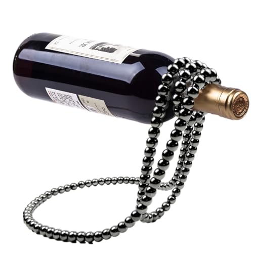 Weinflaschenhalter | Weinpräsentationsständer Mit Perlenketten | Perlenkette Flaschenhalter | Kreativer Flaschenregal Seil Weinflaschen Organizer Halter | Geschenk Für Weinliebhaber, 27x17x17cm von Benares