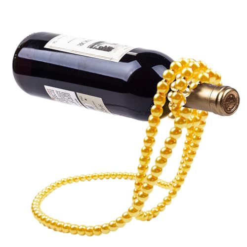 Weinflaschenhalter | Weinpräsentationsständer Mit Perlenketten | Perlenkette Flaschenhalter | Kreativer Flaschenregal Seil Weinflaschen Organizer Halter | Geschenk Für Weinliebhaber, 27x17x17cm von Benares
