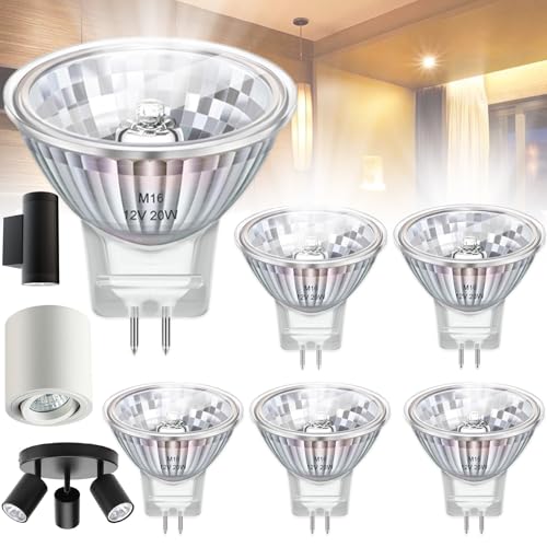 Benaton 6 Stück GU5.3 12v 20w halogen, Halogen Reflektor 2700K Warmweiß, MR16 GU5.3 20W 12V Halogenstrahler, Energieeinsparung Halogenlampe Dimmbar, Halogen Reflektor Glühbirne von Benaton
