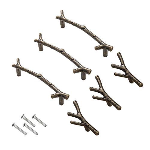 10 Stück Möbelgriffe Küchengriffe, Baum Zweig Retro Schrankgriffe aus Zinklegierung Vintage Türgriffe Küchenschränke (0mm,Bronze) von Benature