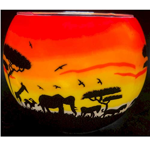 Benaya Afrikanische Tiere Sonnenuntergang Teelichthalter von Benaya Art Ceramics
