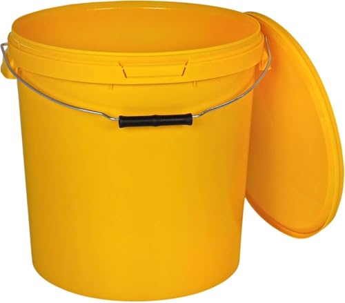 BenBow Eimer mit Deckel 30l gelb 5X 30 Liter - lebensmittelecht, stabil, luftdicht, auslaufsicher, geruchsneutral - Aufbewahrungsbehälter aus Kunststoff mit Metalgriff - leer von BenBow