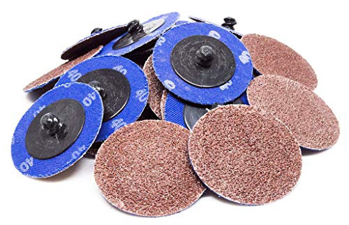 Benchmark Abrasives 5,1 cm Schnellwechsel-Schleifscheiben aus Aluminiumoxid, männlich, R-Typ-Rückseite zum Oberflächenpolieren, Entgraten, Endbearbeitung, Rostfarbe, Entfernung von Lacken, 25 Stück, von Benchmark Abrasives